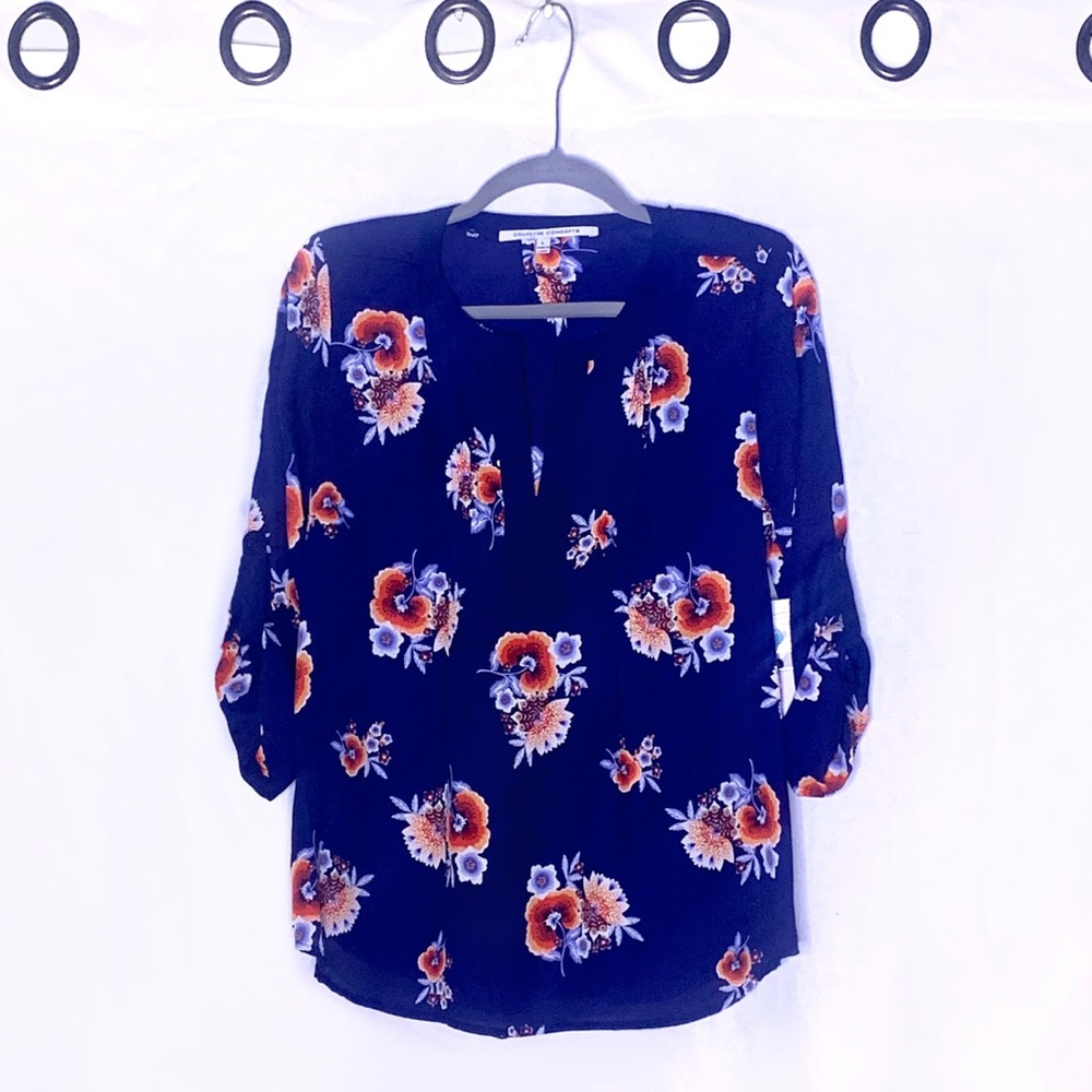 New (With Tags) Pleated Neck Blouse (Royal Blue)